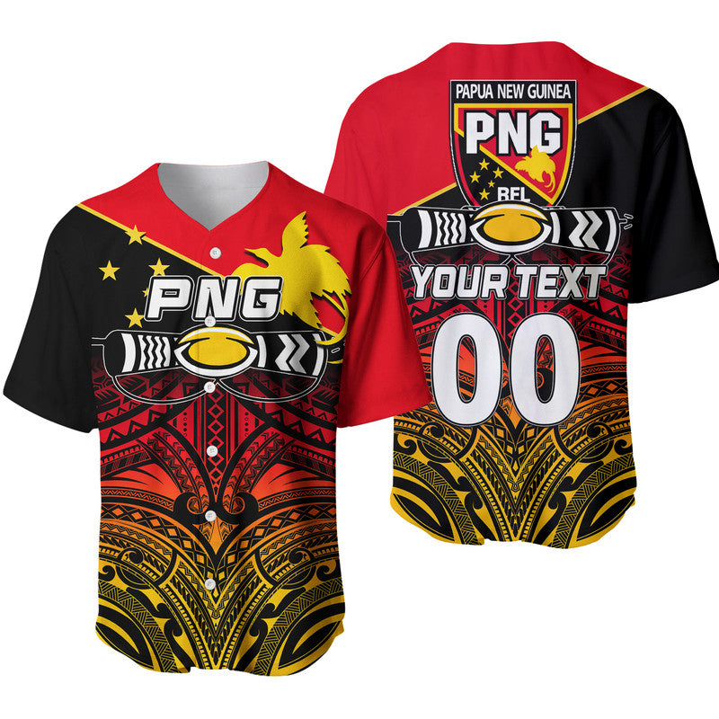 (Custom Personalised And Number) PNG Rugby The Kumuls Baseball Jersey LT6 Unisex Red - Polynesian Pride