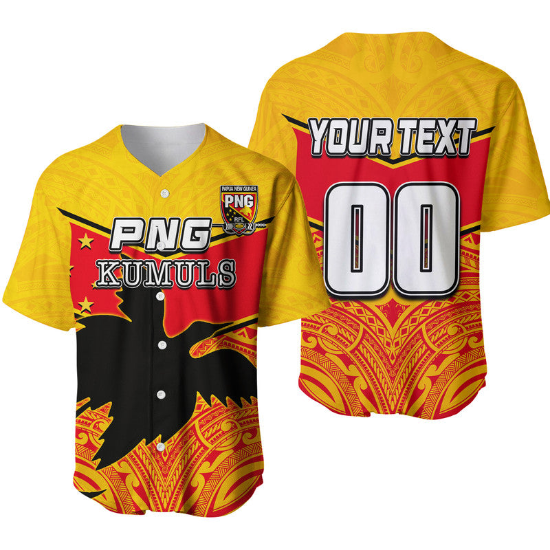 (Custom Personalised And Number) PNG The Kumuls Baseball Jersey LT6 Yellow - Polynesian Pride