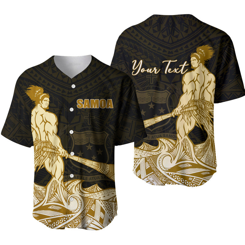 (Custom Personalised) Samoa Warrior Baseball Jersey Polynesian No.3 LT6 Gold - Polynesian Pride