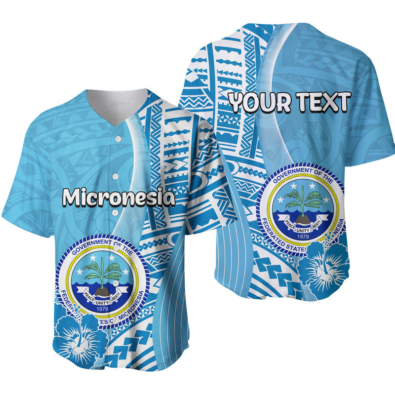 Custom Personalised Micronesia Baseball Jersey Vibe Style LT6 Blue - Polynesian Pride