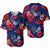 Fiji Hibiscus Baseball Jersey Hawaii Style No.2 LT6 Blue - Polynesian Pride