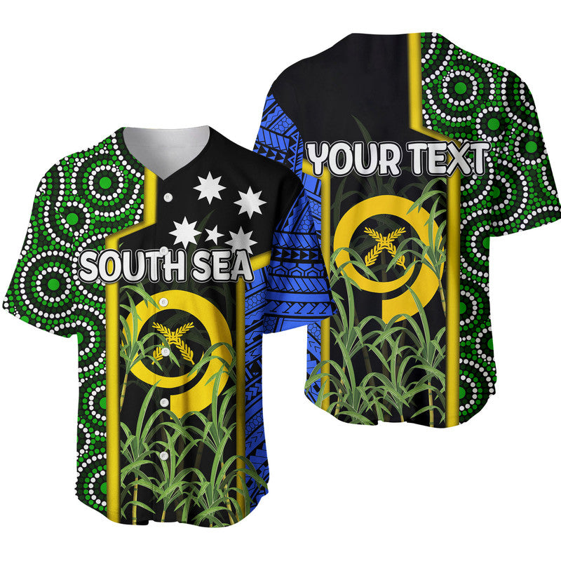 (Custom Personalised) South Sea Islanders Flag Style Baseball Jersey Vanuatu LT6 Black - Polynesian Pride