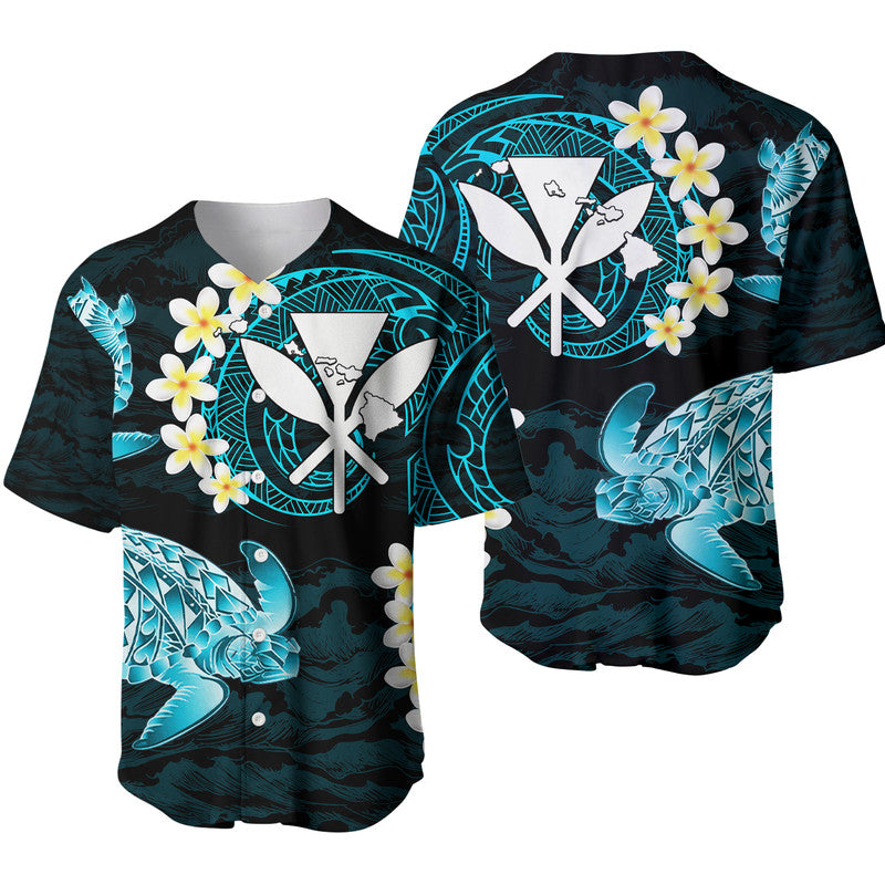 Hawaii Kanaka Turtle Baseball Jersey Style No.3 LT6 Blue - Polynesian Pride