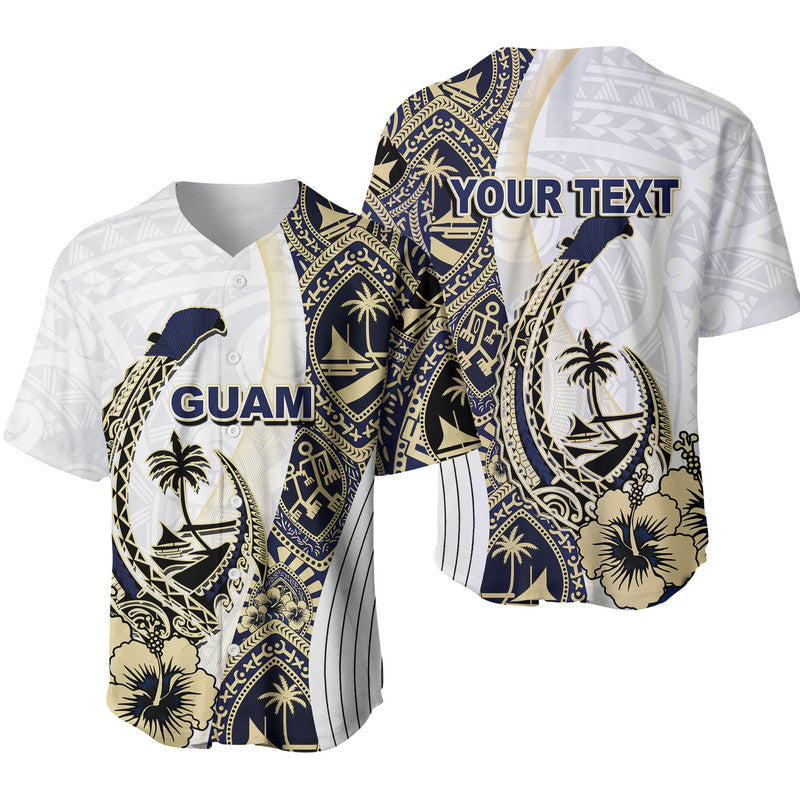 (Custom Personalised) Guam Fish Hook Baseball Jersey White Style LT6 white - Polynesian Pride