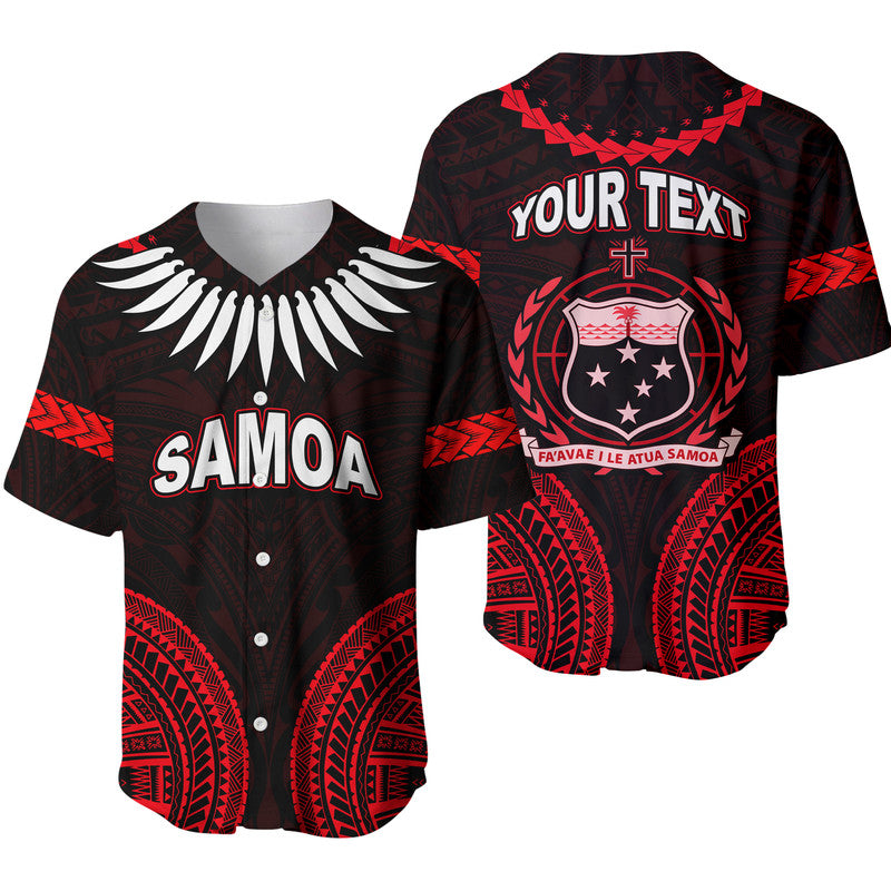 (Custom Personalised) Samoa Ula Nifo Tribal Baseball Jersey Red Style LT6 Red - Polynesian Pride