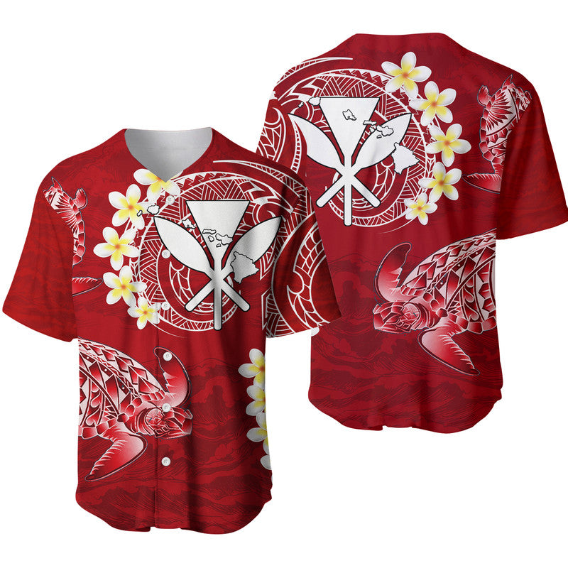 Hawaii Kanaka Turtle Baseball Jersey Style No.2 LT6 Red - Polynesian Pride