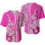 Hawaiian Shark Polynesian Baseball Jersey Vibe Pink Style LT6 Pink - Polynesian Pride