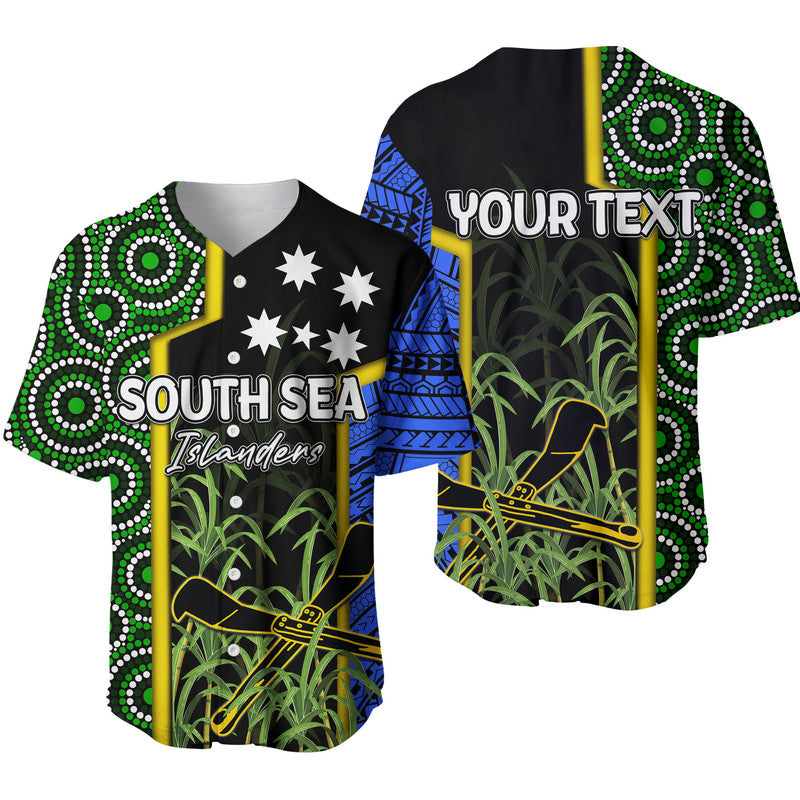 (Custom Personalised) South Sea Islanders Flag Style Baseball Jersey Kanaka LT6 Black - Polynesian Pride