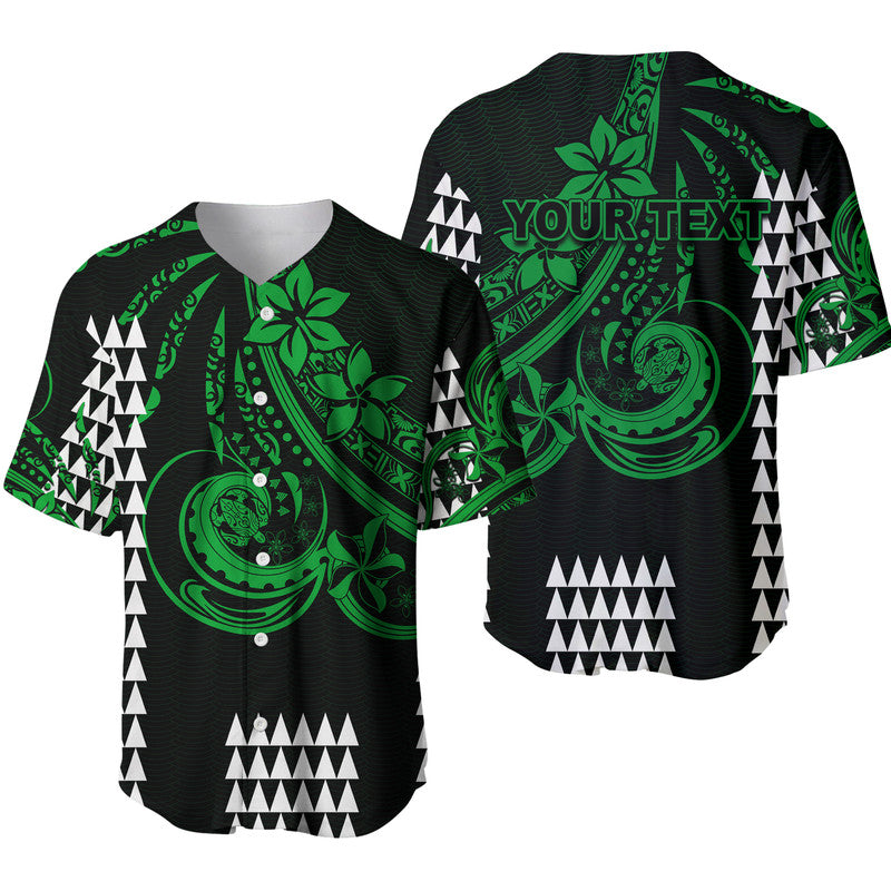 (Custom Personalised) Kakau Hawaiian Polynesian Baseball Jersey Green LT6 Green - Polynesian Pride