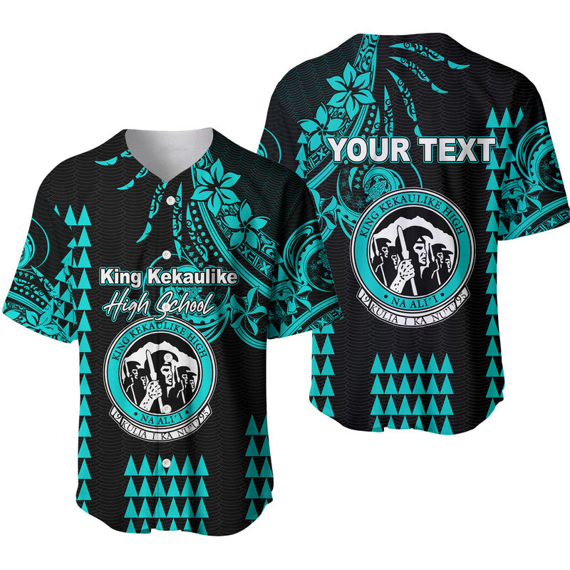 (Custom Personalised) Hawaii High School- King Kekaulike Baseball Jersey Mix Kakau LT6 Teal - Polynesian Pride