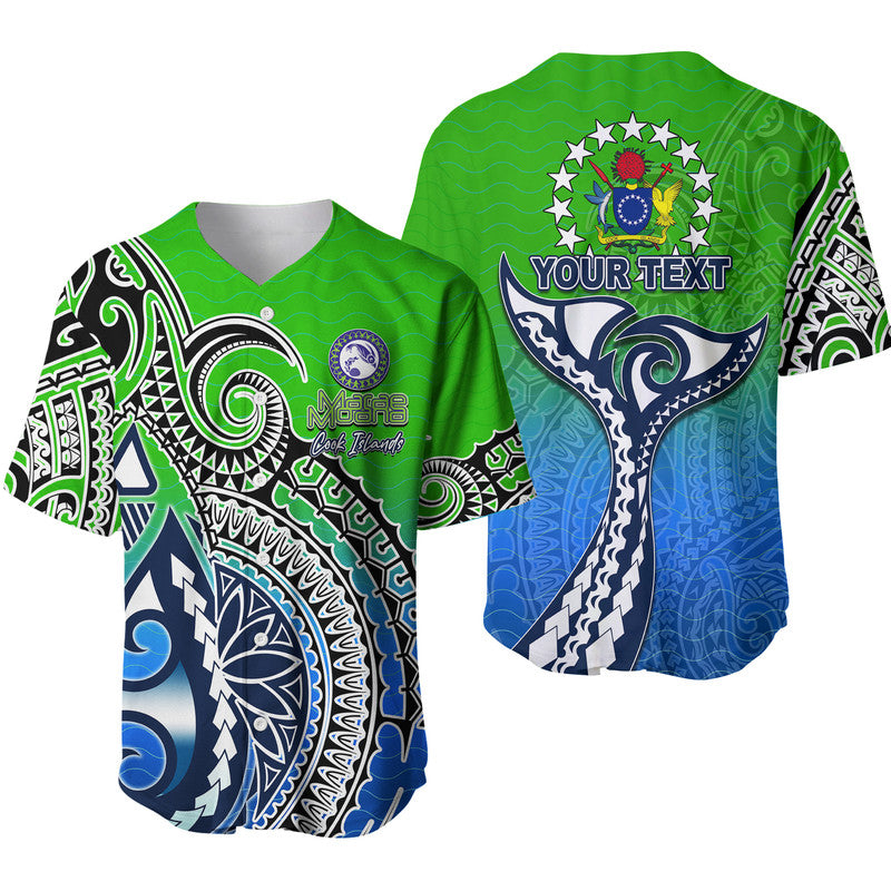 (Custom Personalised) Marae Moana Cook Islands Marine Park Baseball Jersey LT6 Green - Polynesian Pride