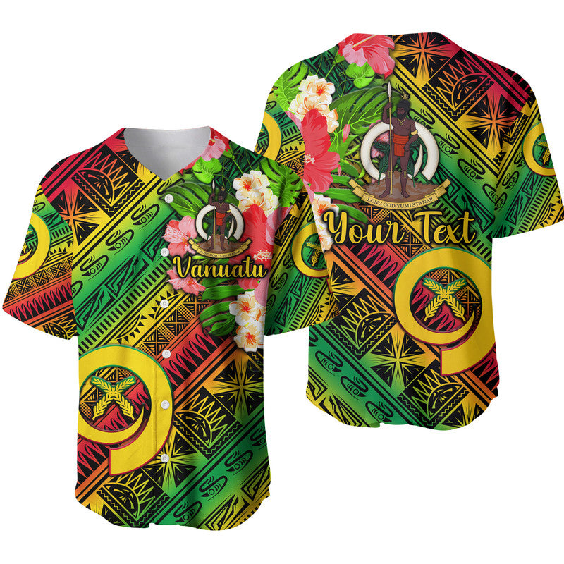 (Custom Personalised) Vanuatu Baseball Jersey Independence Be Proud Vanuatu Flag - Gradient Vibes LT8 Green - Polynesian Pride