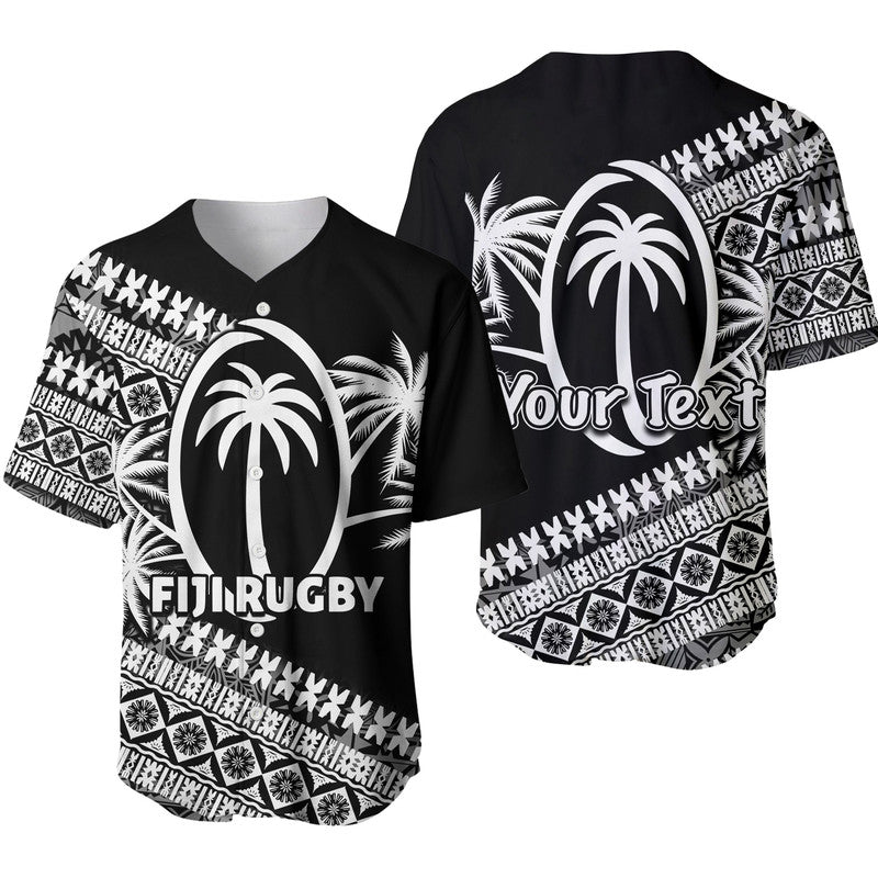 (Custom Personalised) FijI Tapa Rugby Baseball Jersey LT6 Black - Polynesian Pride