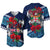 (Custom Personalised) Fiji Patterns With Hibiscus Baseball Jersey LT6 Blue - Polynesian Pride