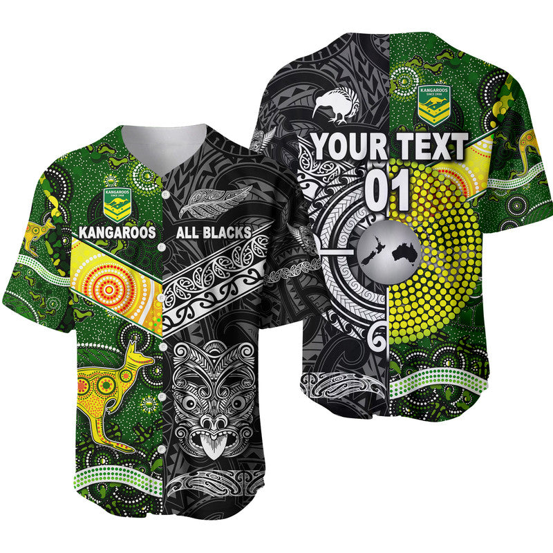 (Custom Personalised) New Zealand Maori All Black And Australia Kangaroos Aboriginal Baseball Jersey Rugby Together LT8 - Polynesian Pride