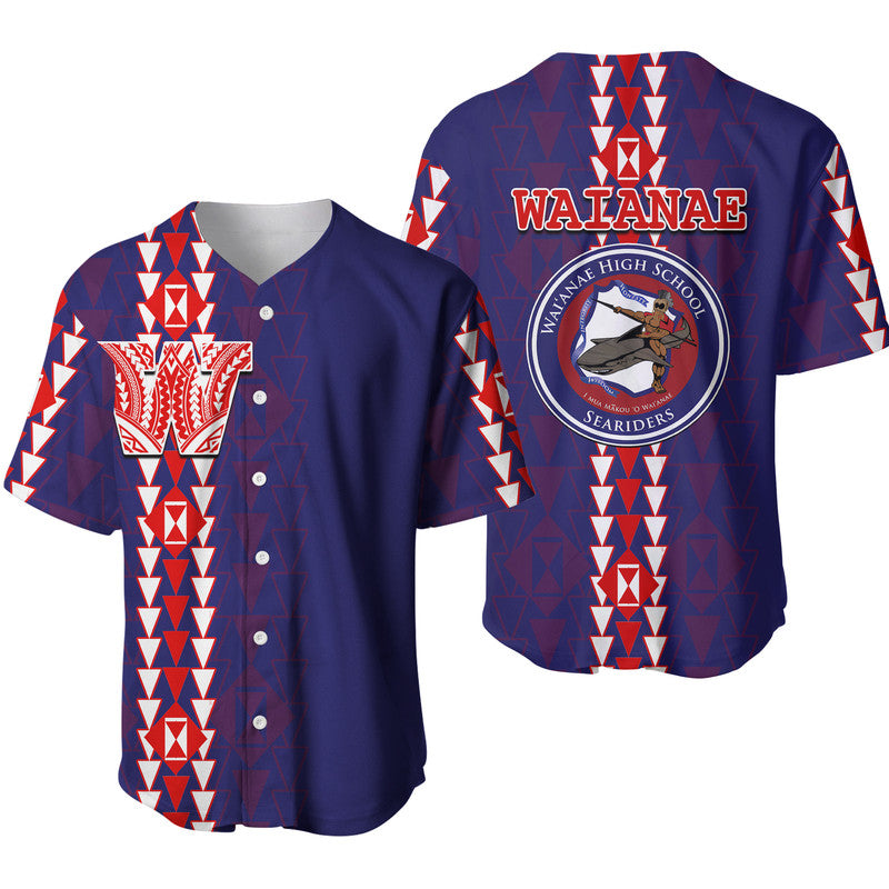 Hawaii - Waianae High Mix Kakau Baseball Jersey LT6 Blue - Polynesian Pride