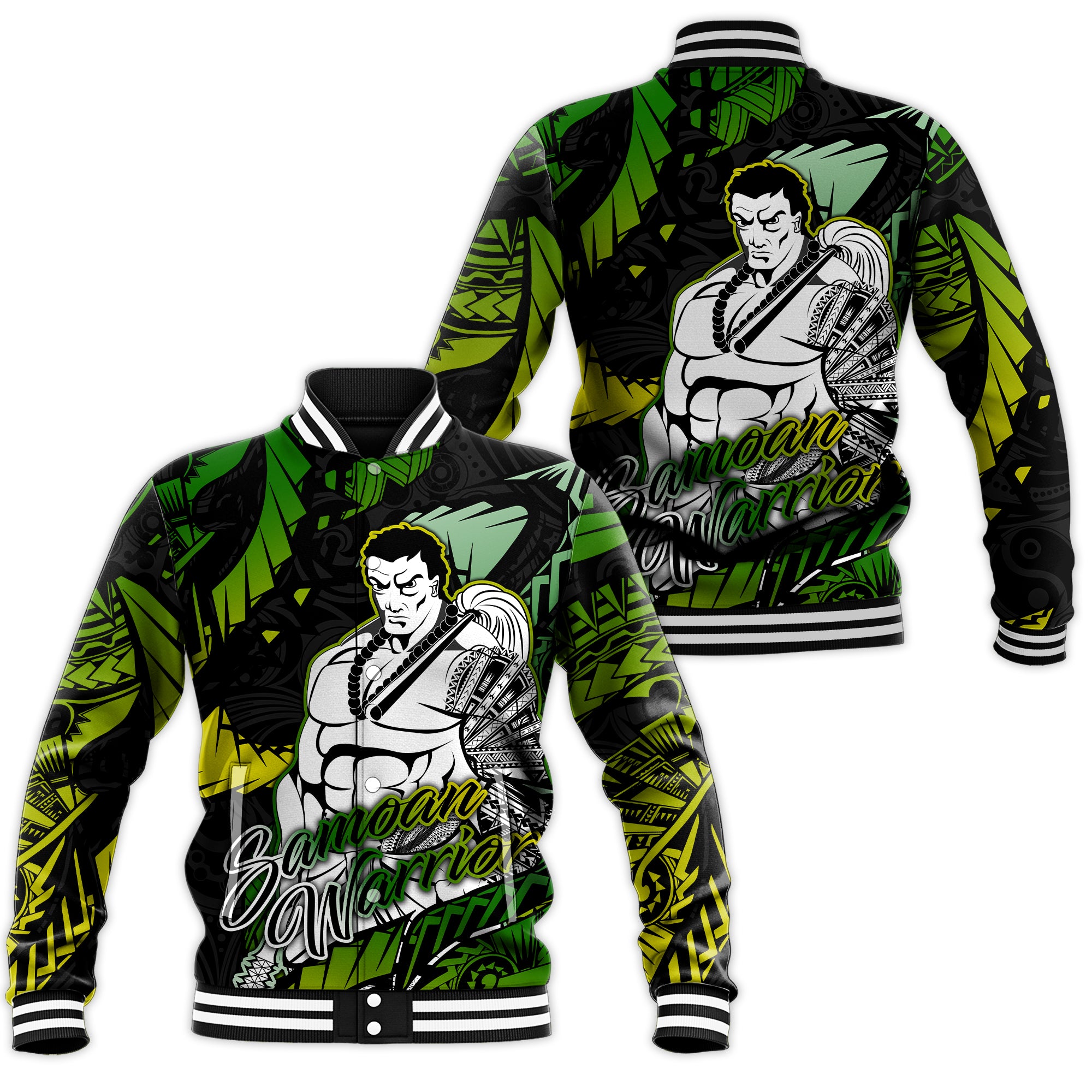 (Custom Personalised) Samoan Warrior Pride Samoa Polynesia Baseball Jacket - LT2 Unisex BLACK - Polynesian Pride