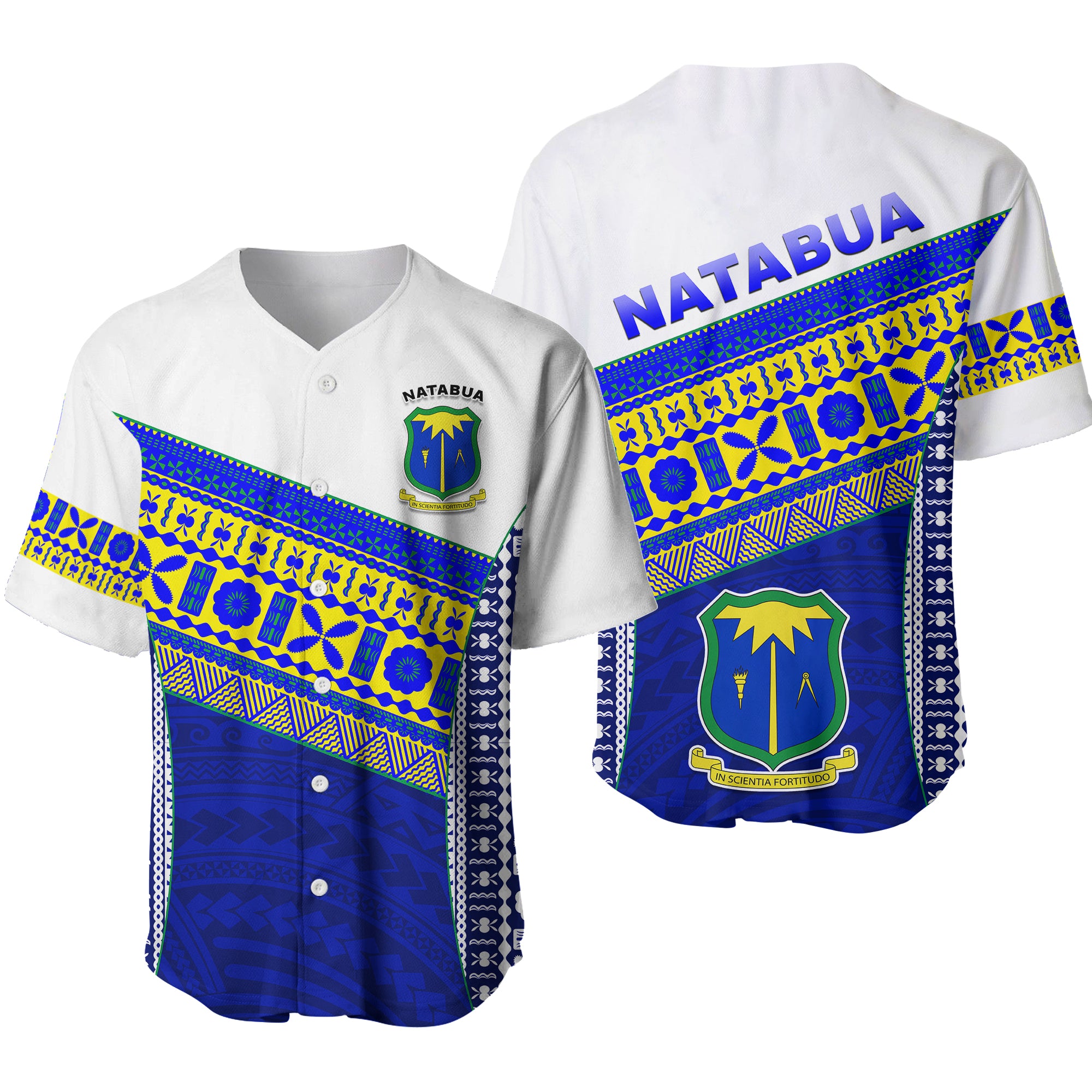 Natabua High School Fiji Baseball Jersey - NHS Polynesian LT13 Unisex Blue - Polynesian Pride