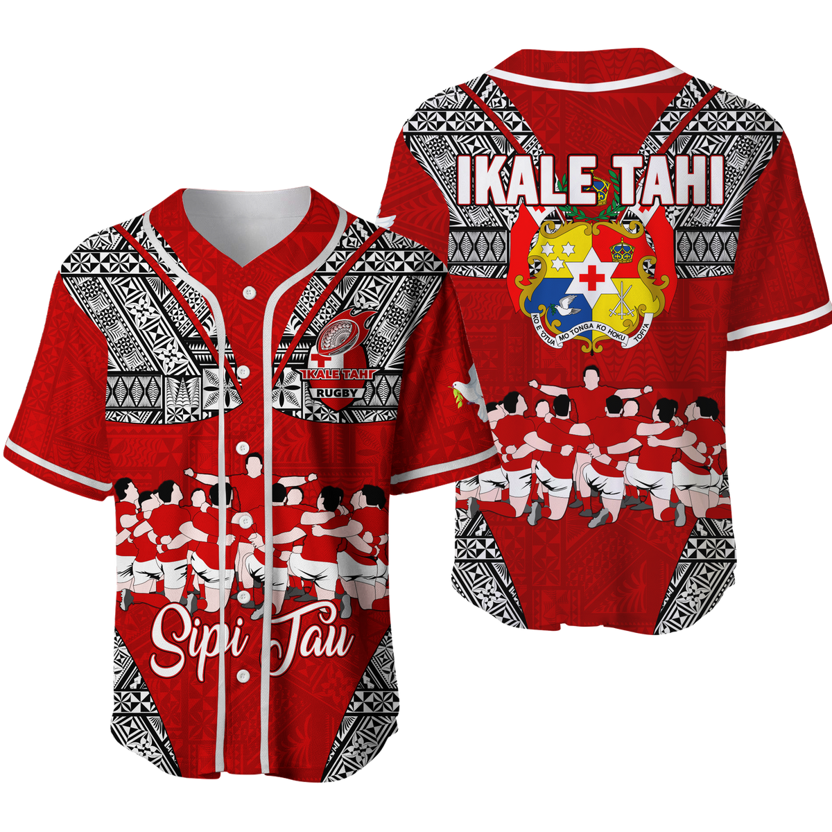 Tonga Rugby Ikale Tahi Sipi Tau Baseball Jersey - LT2 RED - Polynesian Pride