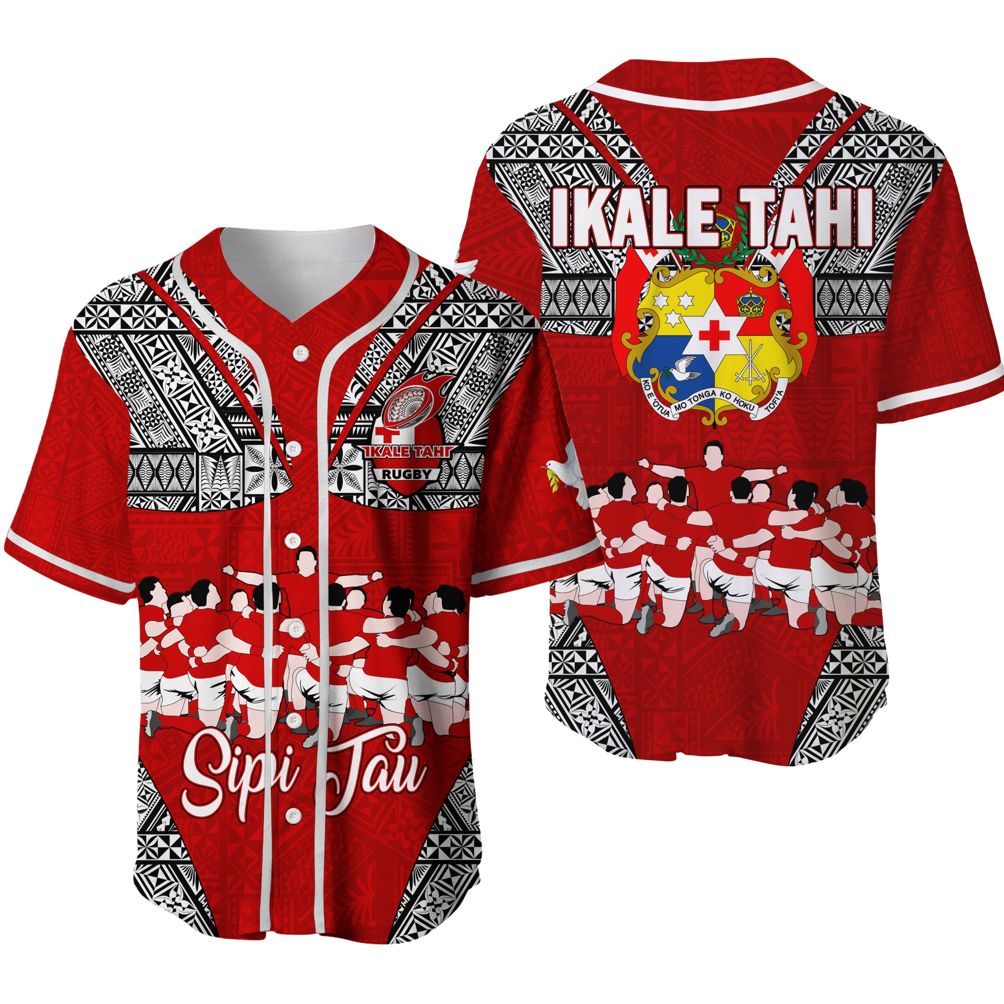 Tonga Rugby Ikale Tahi Sipi Tau Baseball Jersey - LT2 RED - Polynesian Pride