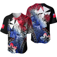 Wallis and Futuna Baseball Jersey Hibiscus LT6 Blue - Polynesian Pride