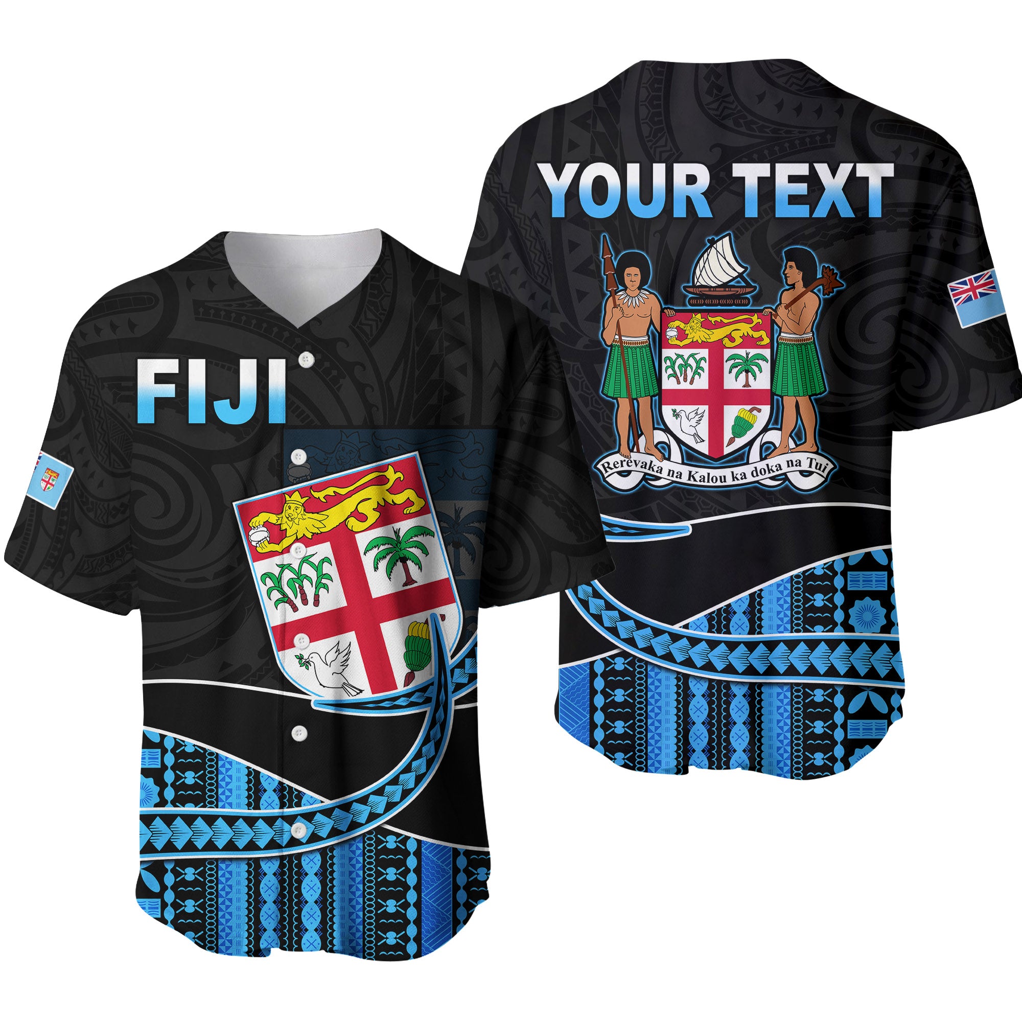 (Custom Personalised) Fiji Polynesian Baseball Jersey Featured Fijian Lovers LT13 Unisex Black - Polynesian Pride