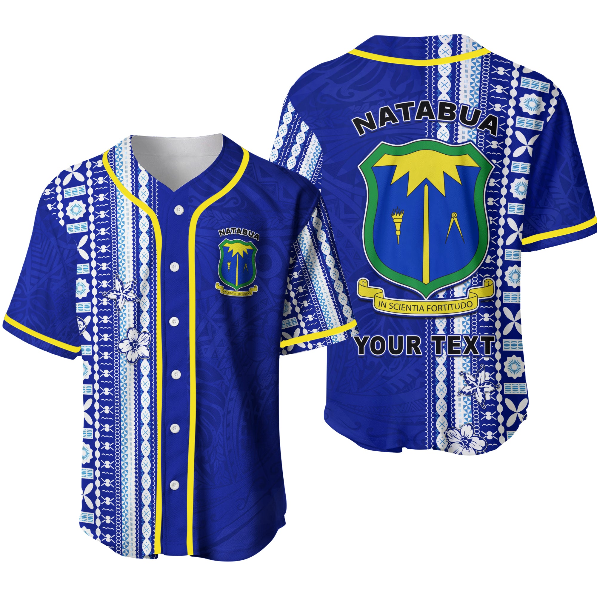 (Custom Personalised) Natabua High School Polynesian Baseball Jersey Lautoka Fiji LT13 Unisex Blue - Polynesian Pride