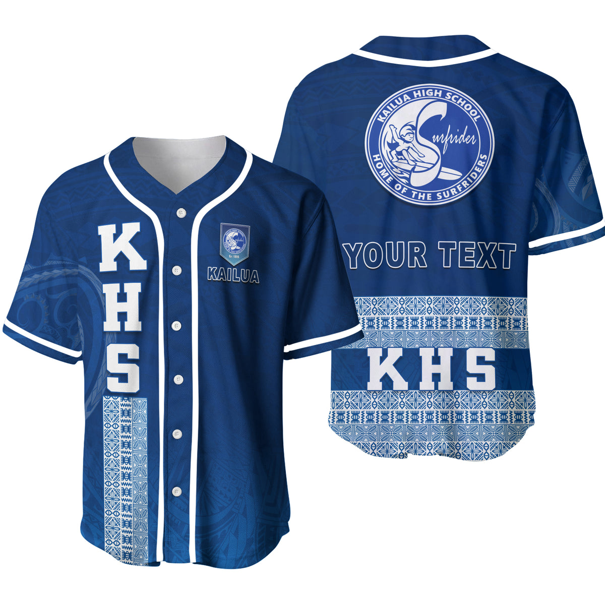 (Custom Personalised) Kailua High School Baseball Jersey - KHS Hawaii Pattern LT13 - Polynesian Pride