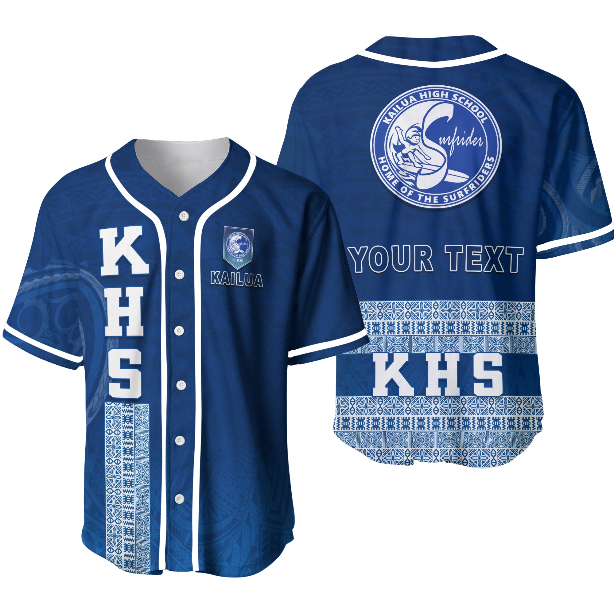 (Custom Personalised) Kailua High School Baseball Jersey - KHS Hawaii Pattern LT13 - Polynesian Pride