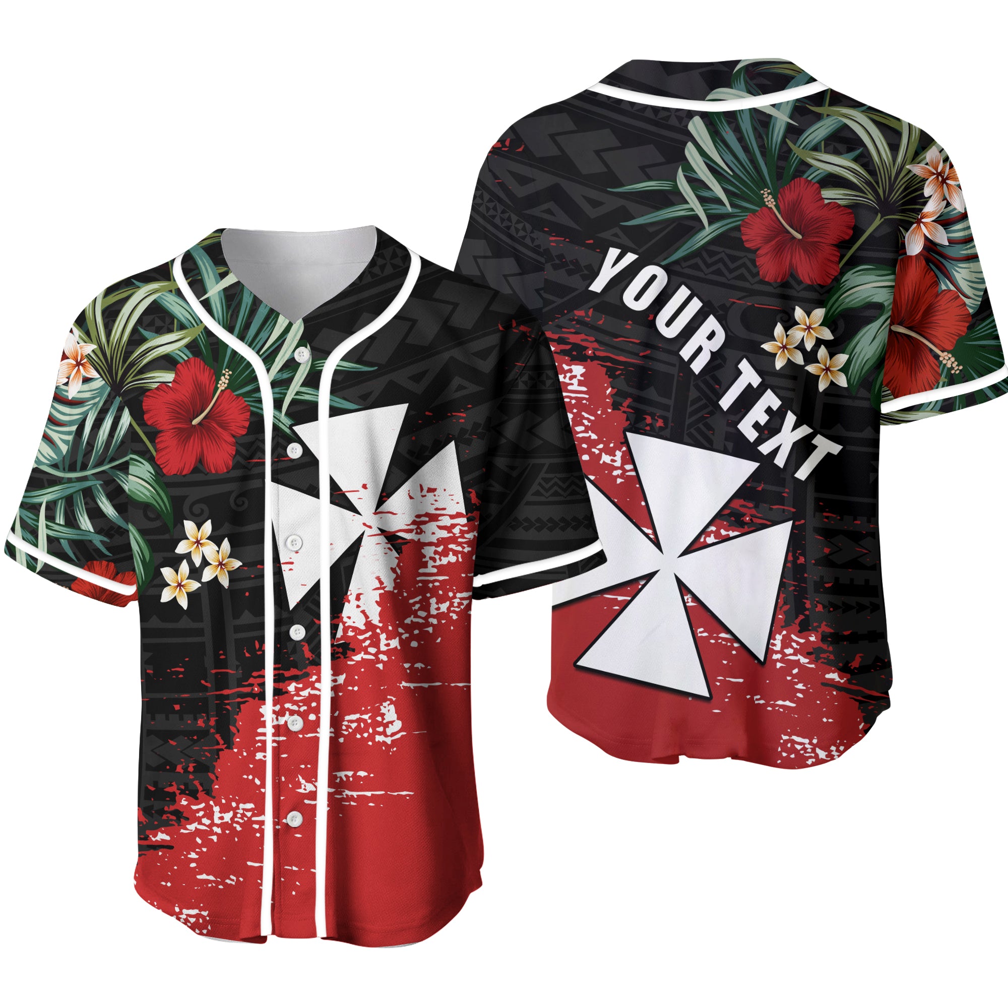 (Custom Personalised) Wallis and Futuna Polynesian Baseball Jersey Fantastic Flowers LT13 - Polynesian Pride