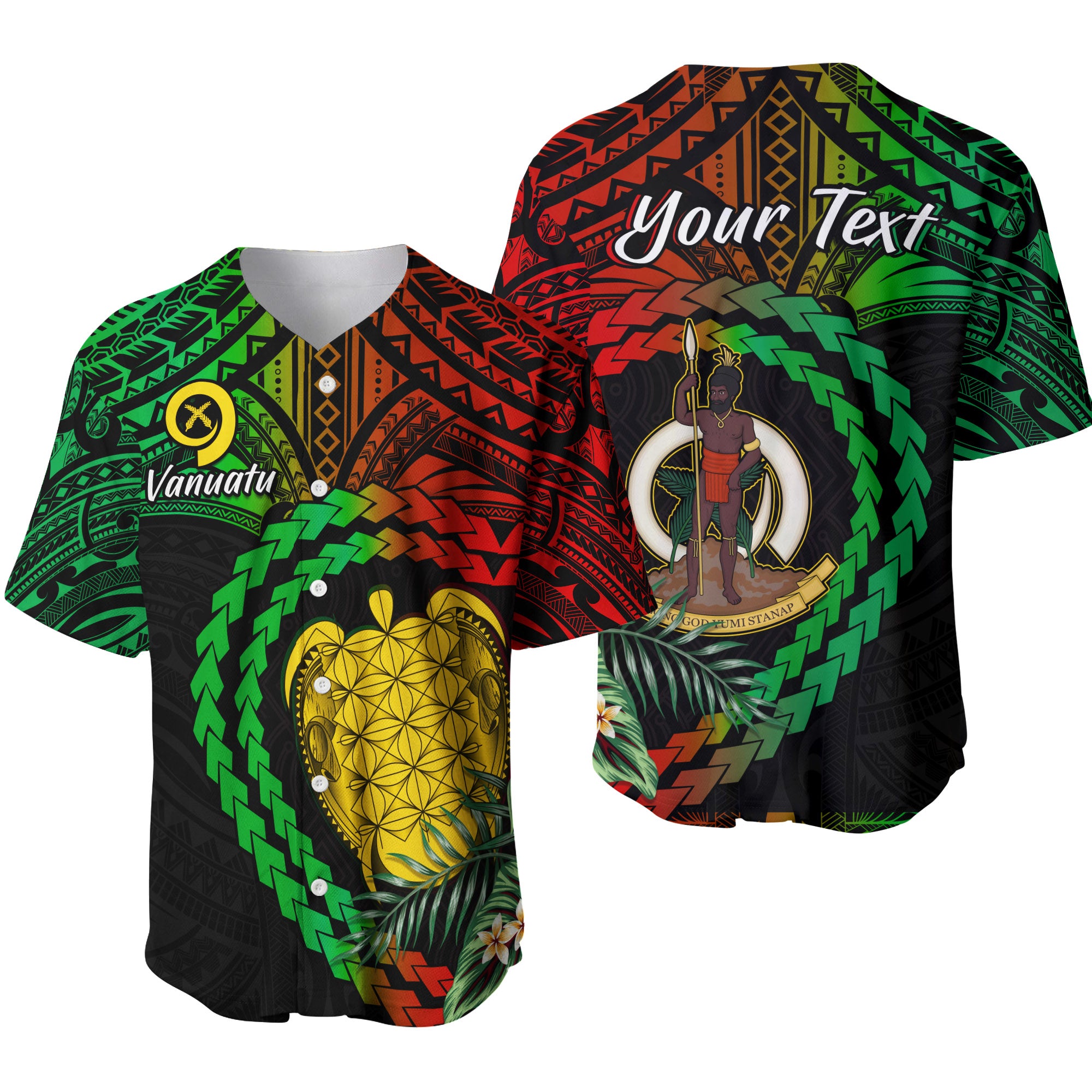 (Custom Personalised) Vanuatu Heart Polynesian Baseball Jersey Turtle Sand Drawings LT13 Unisex Black - Polynesian Pride