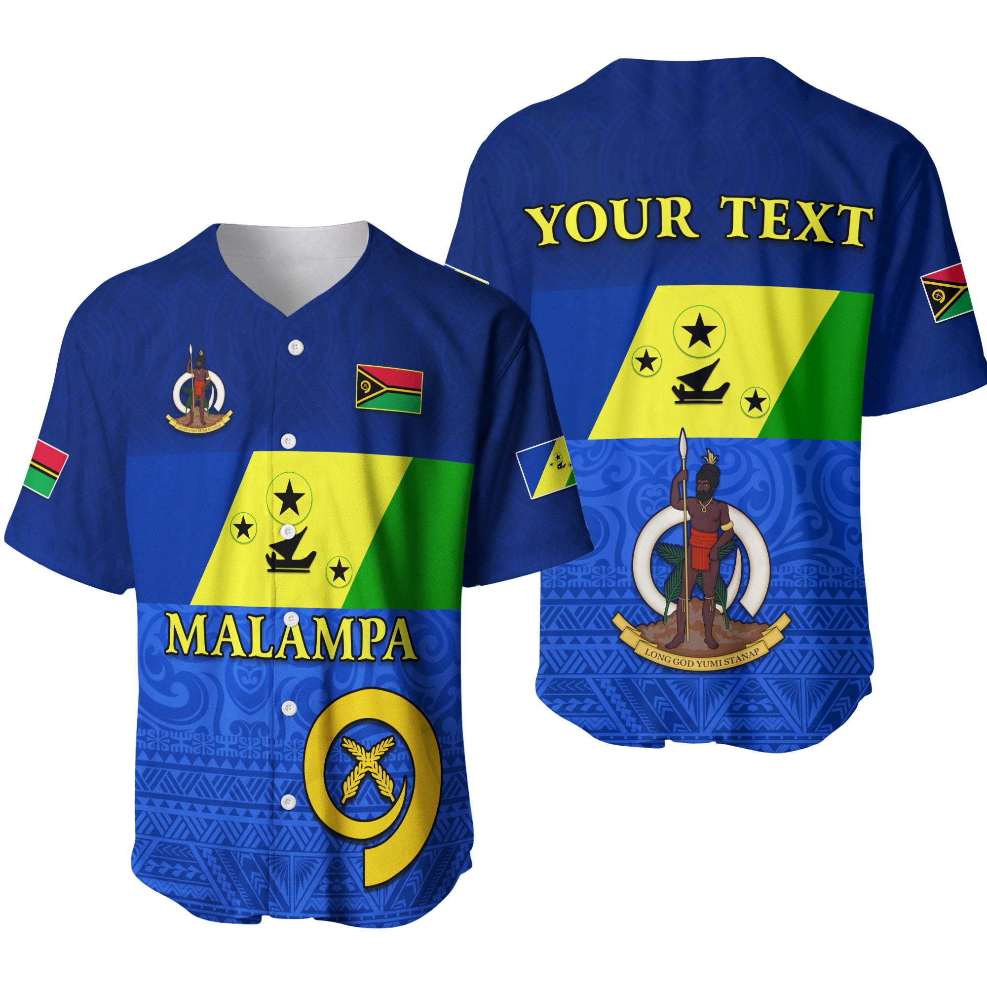 (Custom Personalised) Malampa Province Baseball Jersey Vanuatu Proud LT13 Unisex Blue - Polynesian Pride