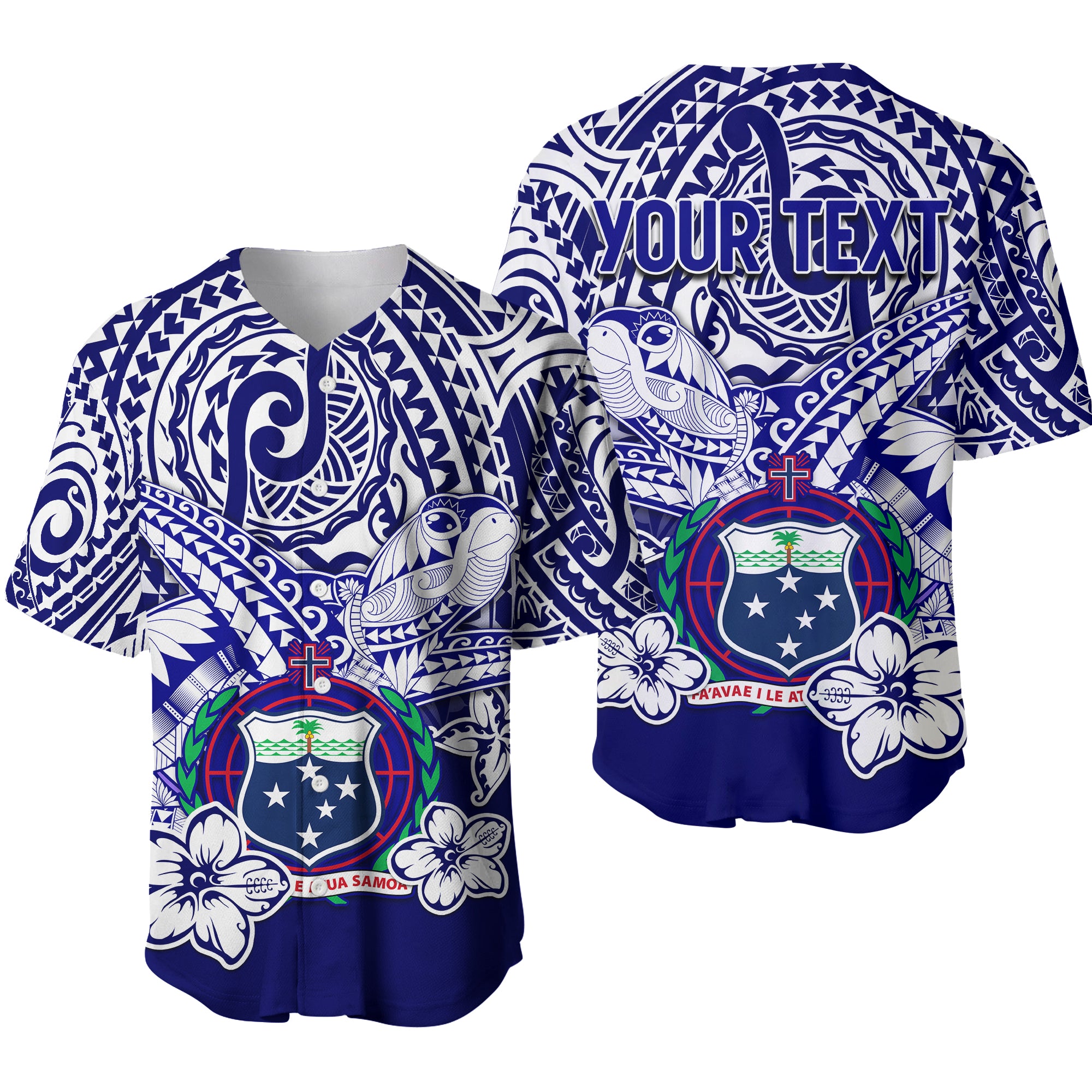 (Custom Personalised) Samoa Polynesian Baseball Jersey Samoan Loved Turtles LT13 Blue - Polynesian Pride