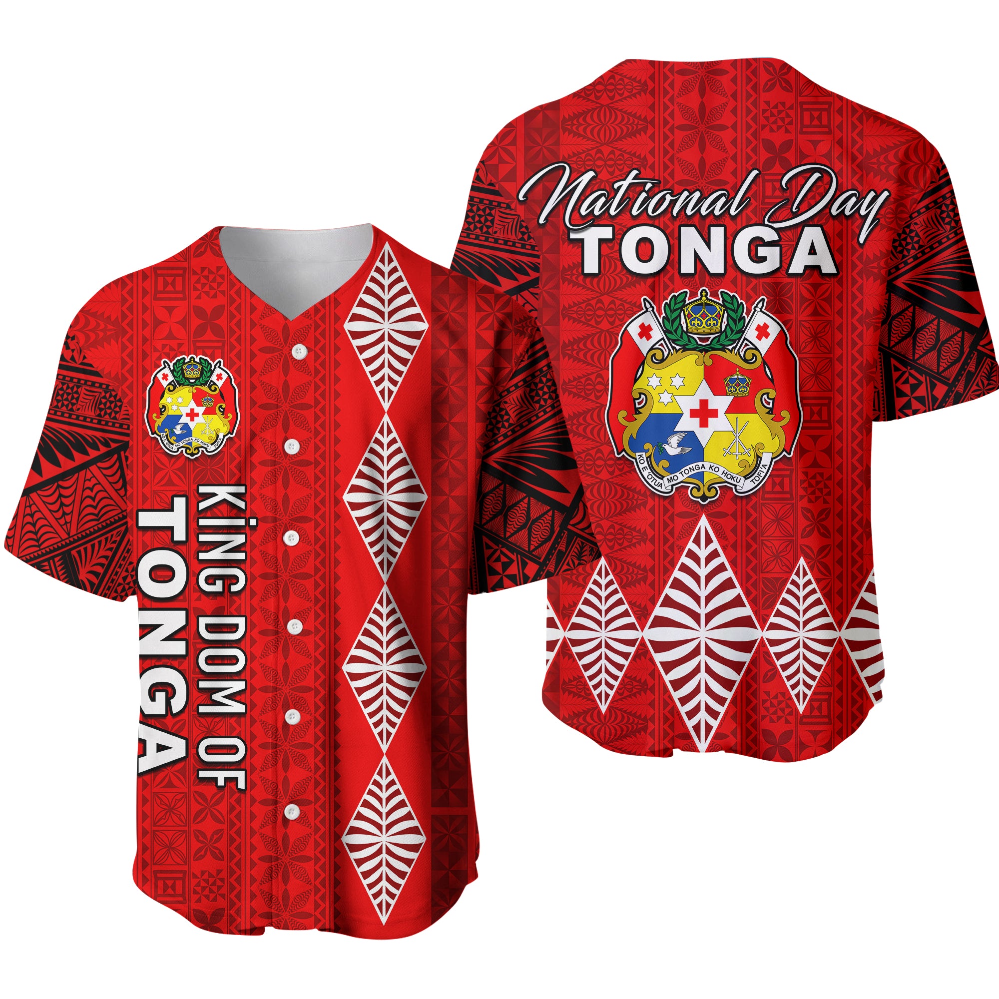 Kingdom of Tonga Baseball Jersey 2021 Tonga National Day Version 02 LT13 Red - Polynesian Pride