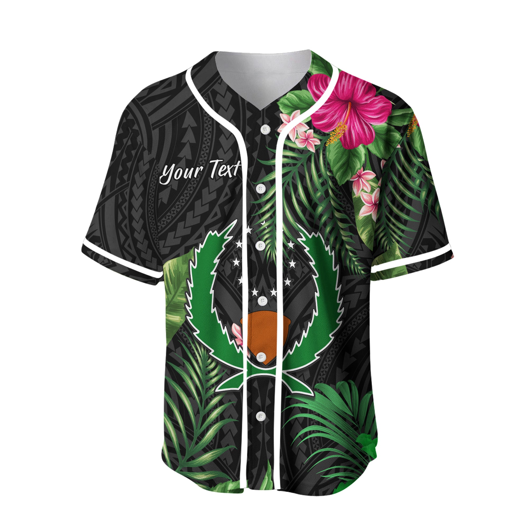 (Custom Personalised) Pohnpei Micronesia Baseball Jersey Tropical Flowers LT13 - Polynesian Pride