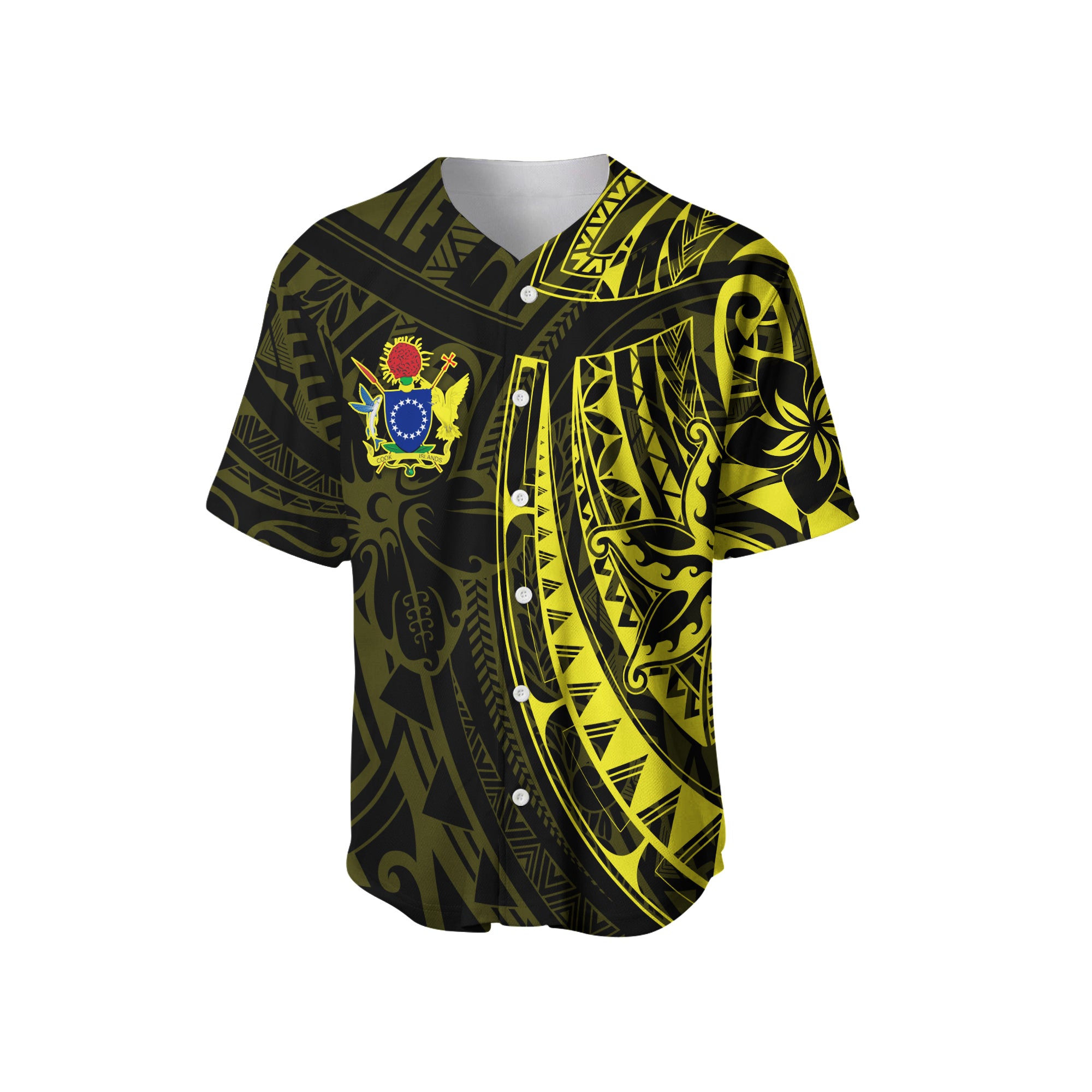 Cook Islands Baseball Jersey Polynesian Flowers LT13 - Polynesian Pride