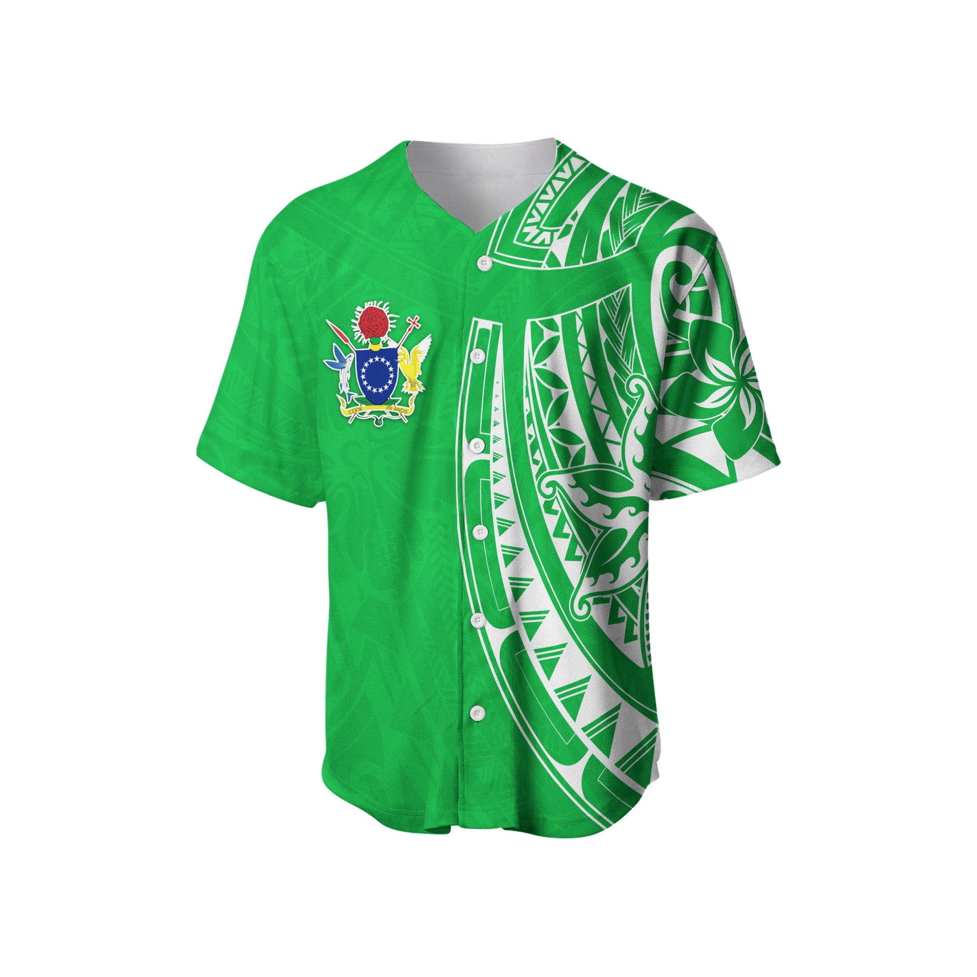 Cook Islands Baseball Jersey Polynesian Flowers Version White LT13 - Polynesian Pride