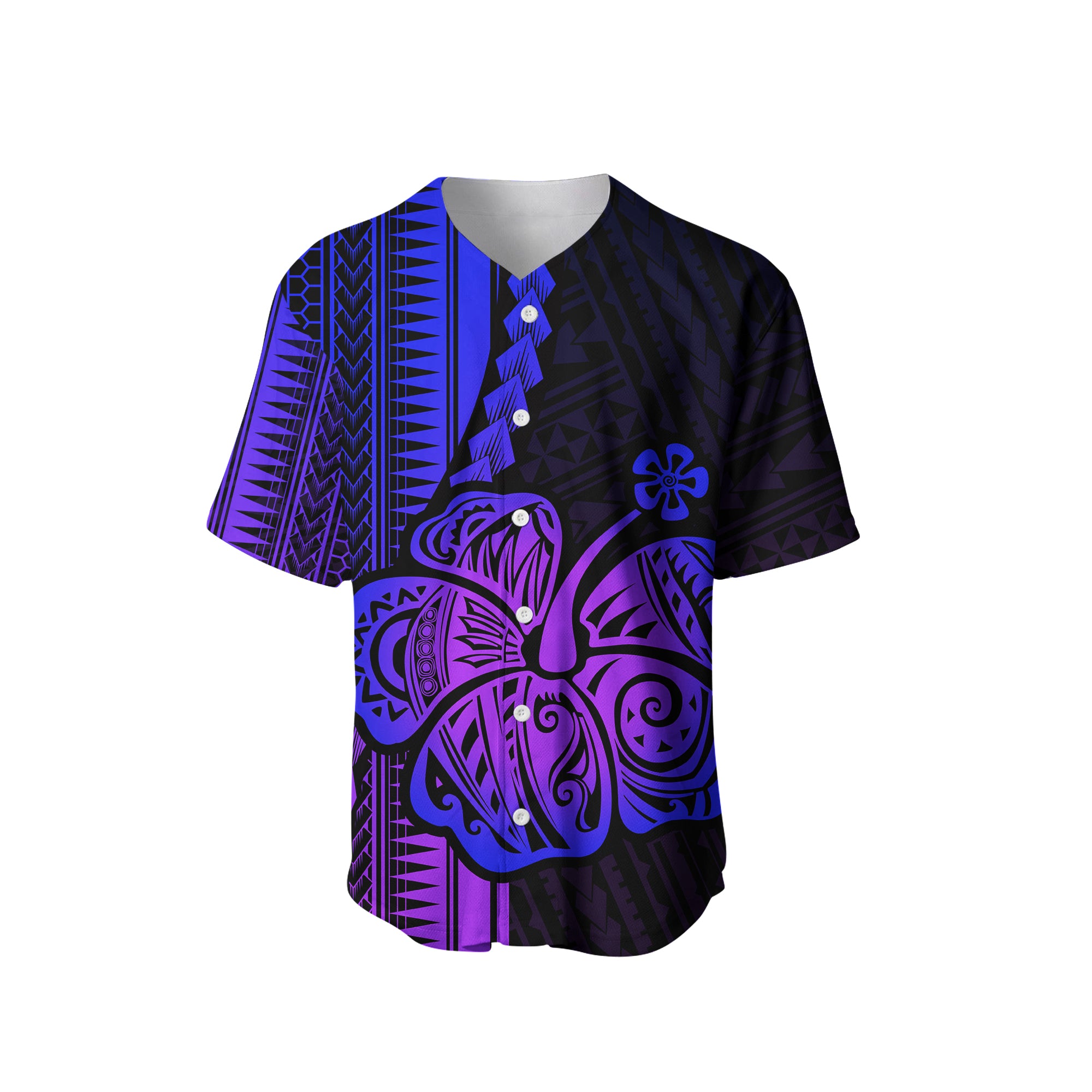 (Custom Personalised)Polynesian Hibiscus Baseball Jersey Hawaiian Style No.3 LT6 Purple - Polynesian Pride