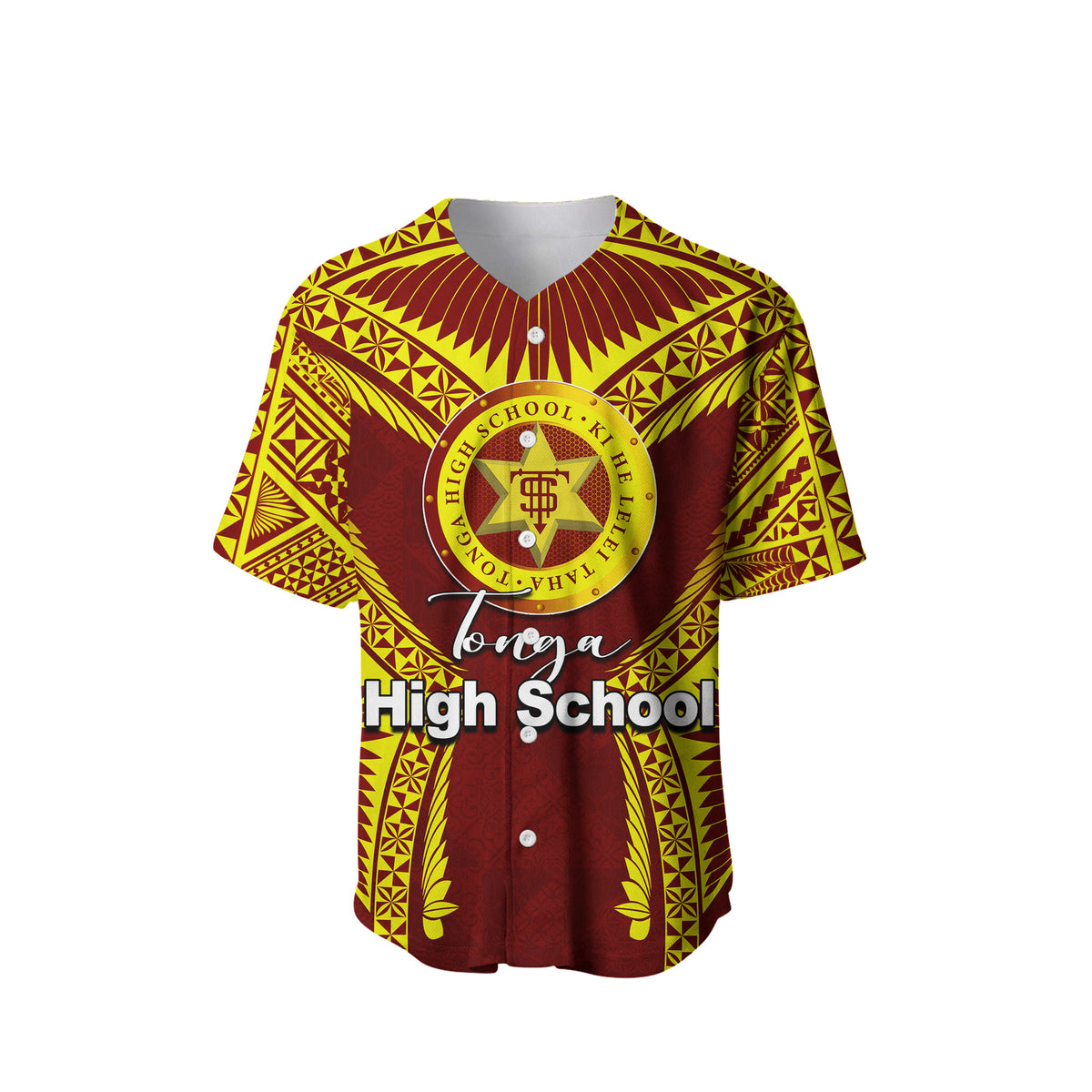 (Custom Personalised)Tonga High School Baseball Jersey Yellow Style LT6 - Polynesian Pride