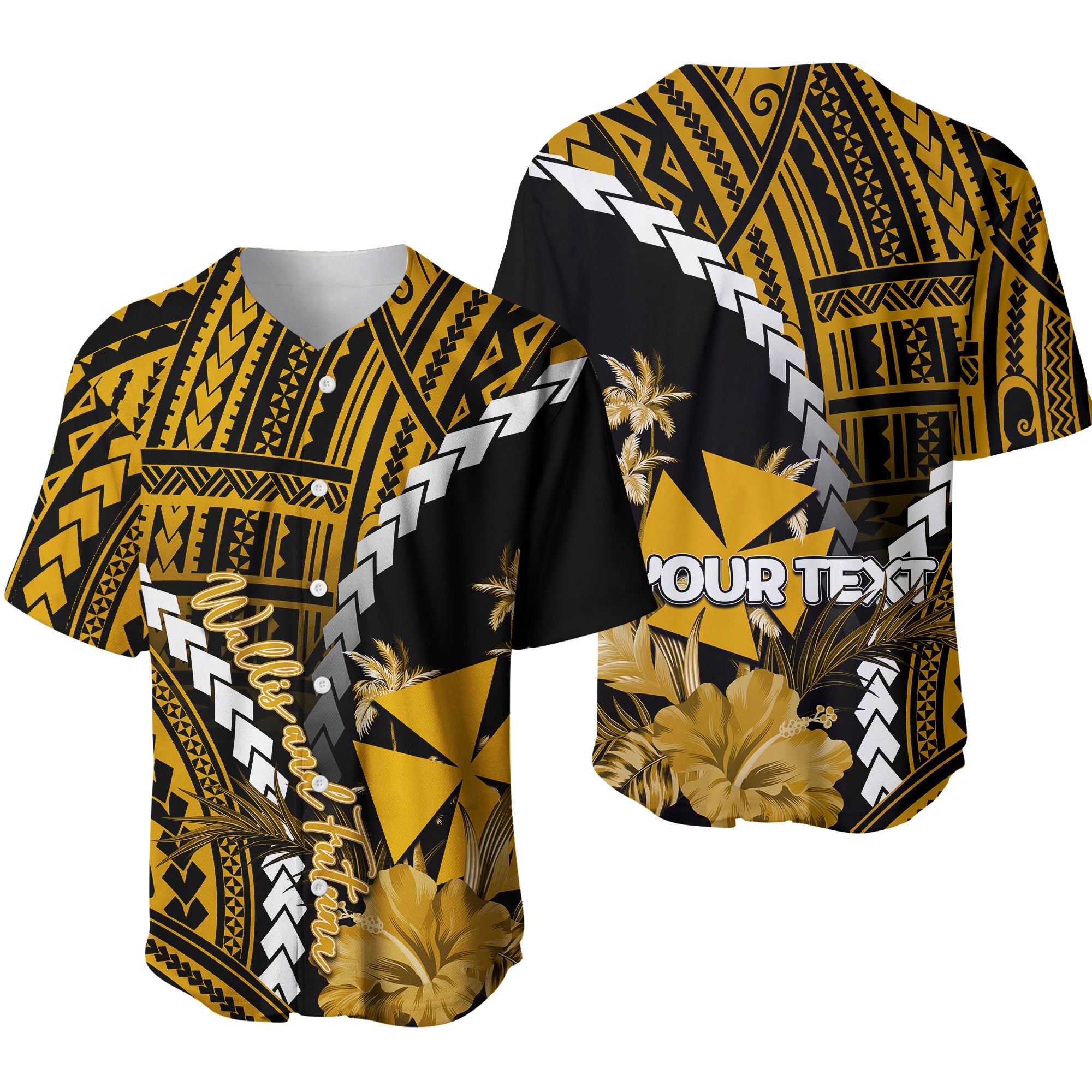 (Custom Personalised)Wallis and Futuna Baseball Jersey Polynesian Style Gold Color LT6 Unisex Gold - Polynesian Pride