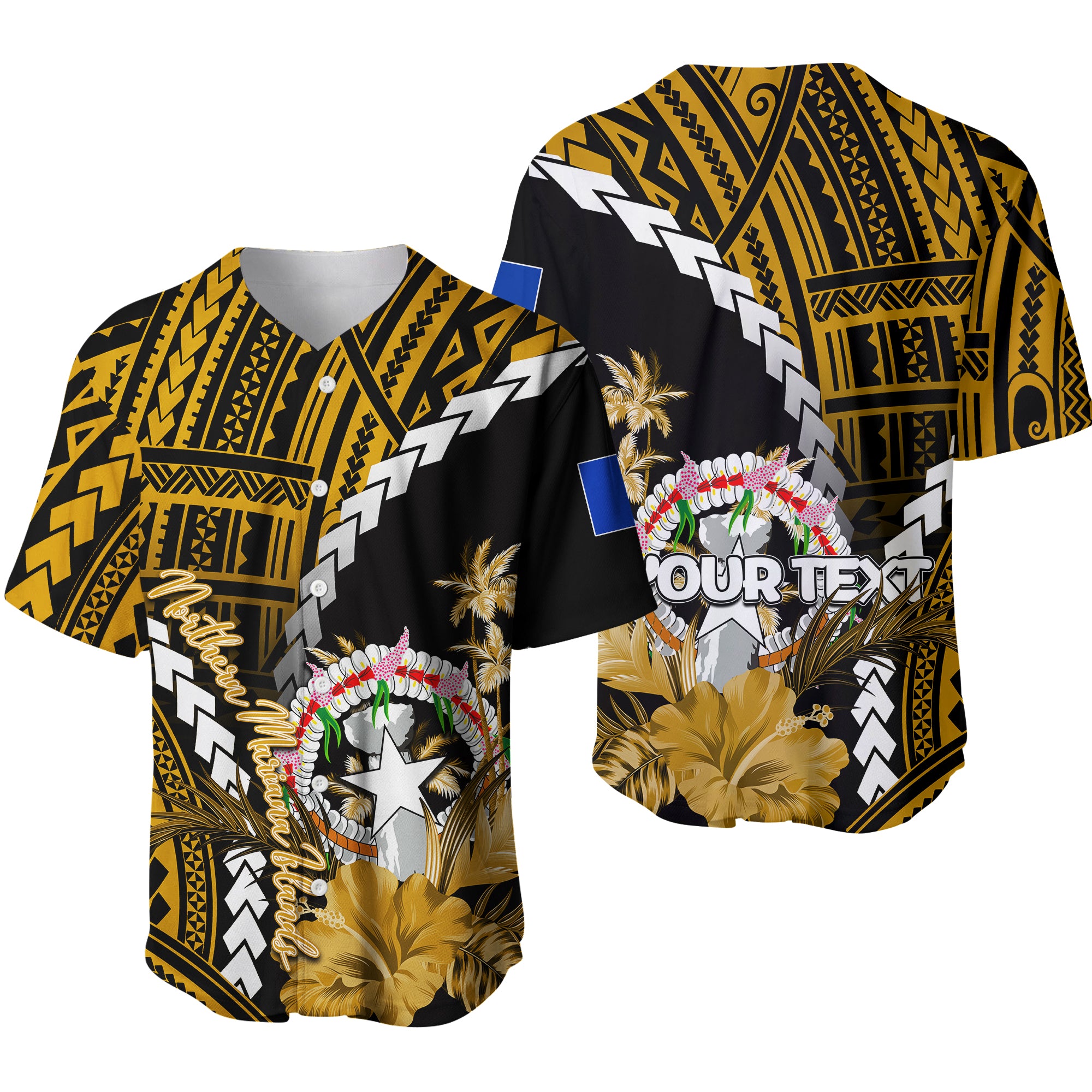 (Custom Personalised)Northern Mariana Islands Baseball Jersey Polynesian Style Gold Color LT6 Unisex Gold - Polynesian Pride