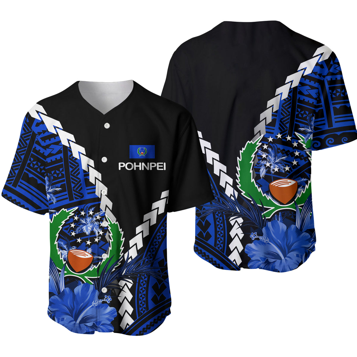 Pohnpei Baseball Jersey Polynesian Style LT6 Unisex Blue - Polynesian Pride