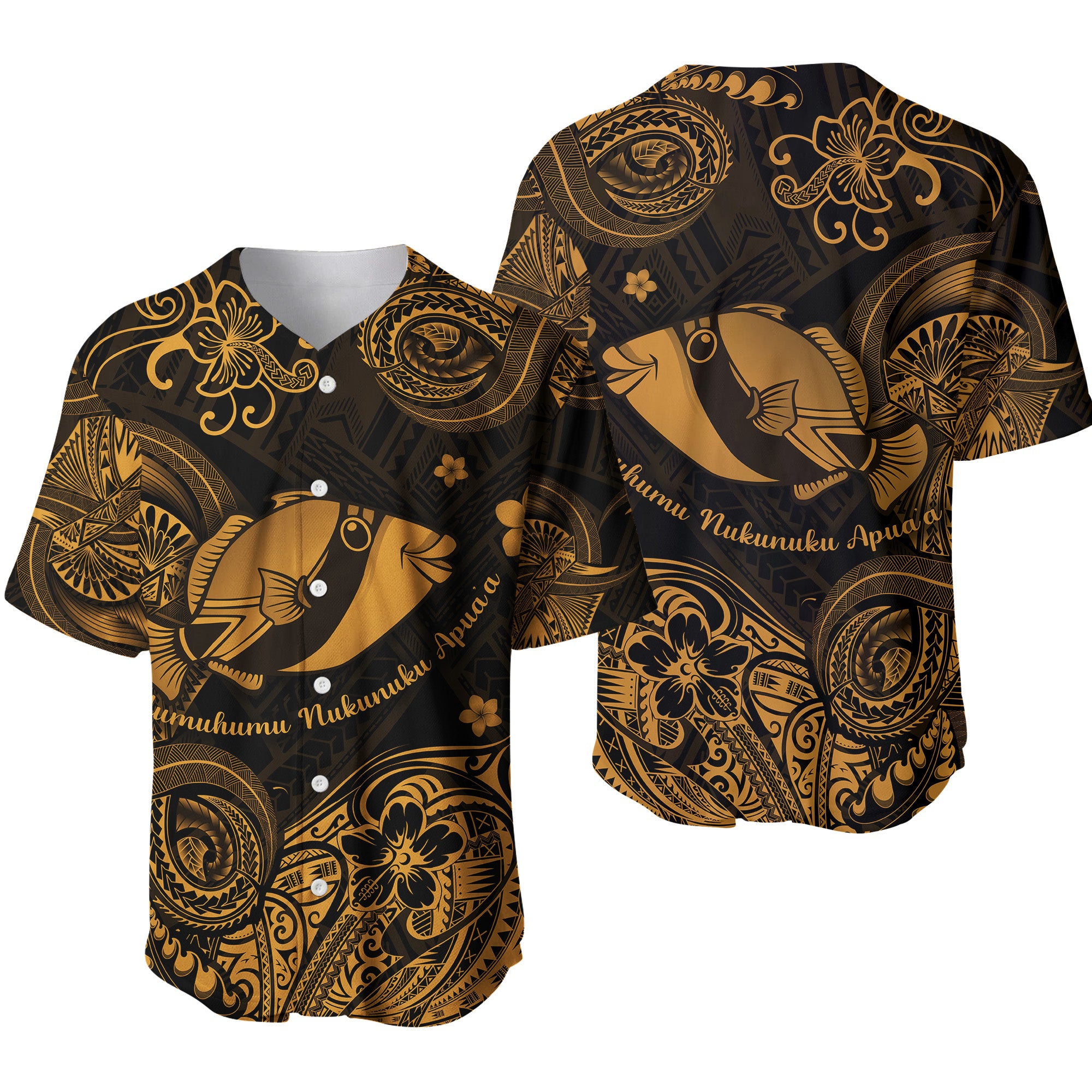 Hawaii State Fish: Humuhumu Nukunuku Apua'a Polynesian Baseball Jersey Unique Style - Gold LT8 - Polynesian Pride