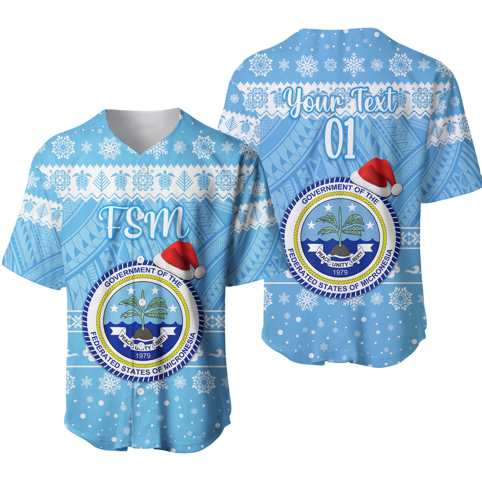 (Custom Personalised) Federated States of Micronesia Christmas Baseball Jersey Simple Style - FSM Seal LT8 - Polynesian Pride