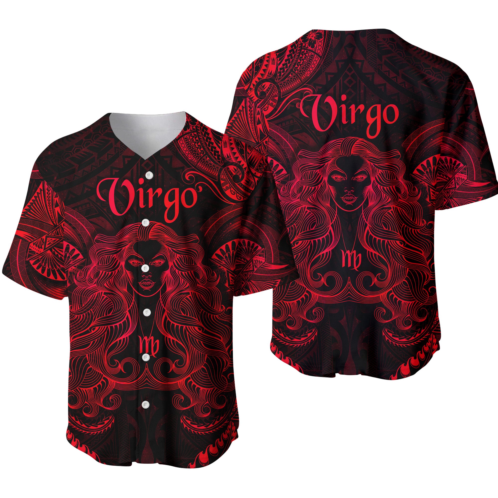 Virgo Zodiac Polynesian Baseball Jersey Unique Style - Red LT8 - Polynesian Pride