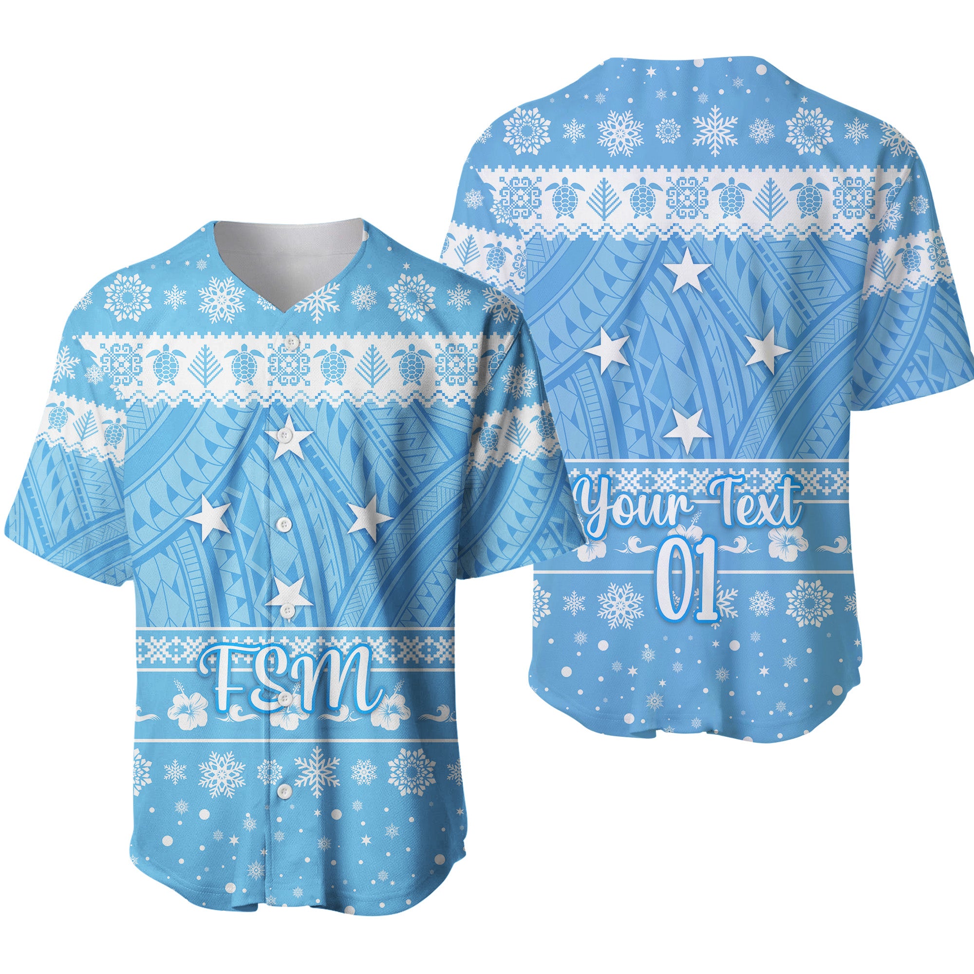 (Custom Personalised) Federated States of Micronesia Christmas Baseball Jersey Simple Style - FSM Flag LT8 - Polynesian Pride