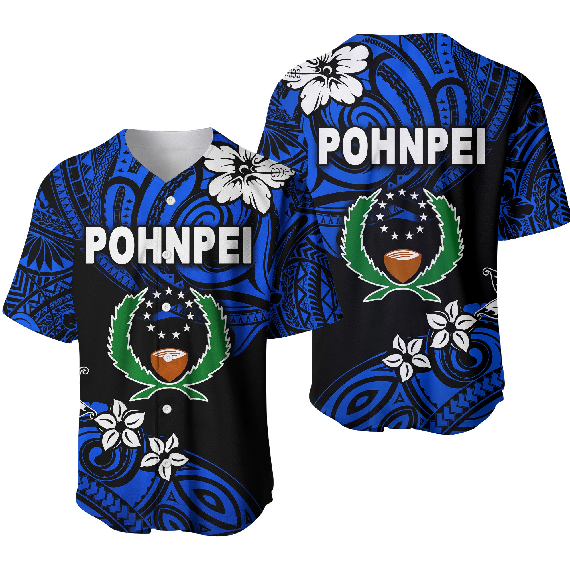 FSM Pohnpei Baseball Jersey Unique Vibes - Blue LT8 Unisex Blue - Polynesian Pride