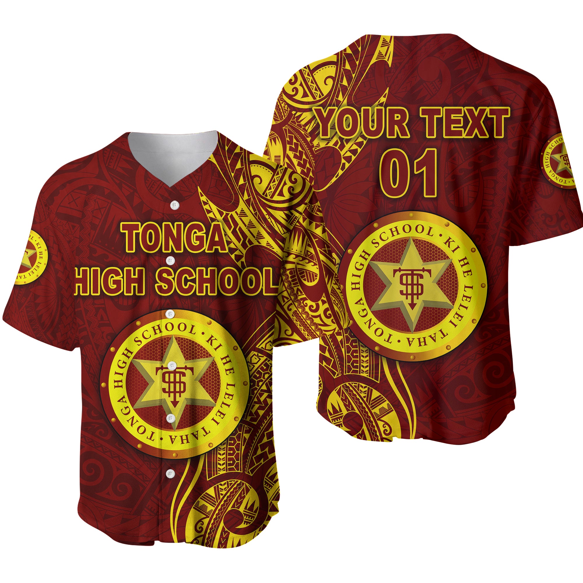 (Custom Personalised) Tonga High School Baseball Jersey Simple Vibes - Maroon, Custom Text And Number LT8 - Polynesian Pride