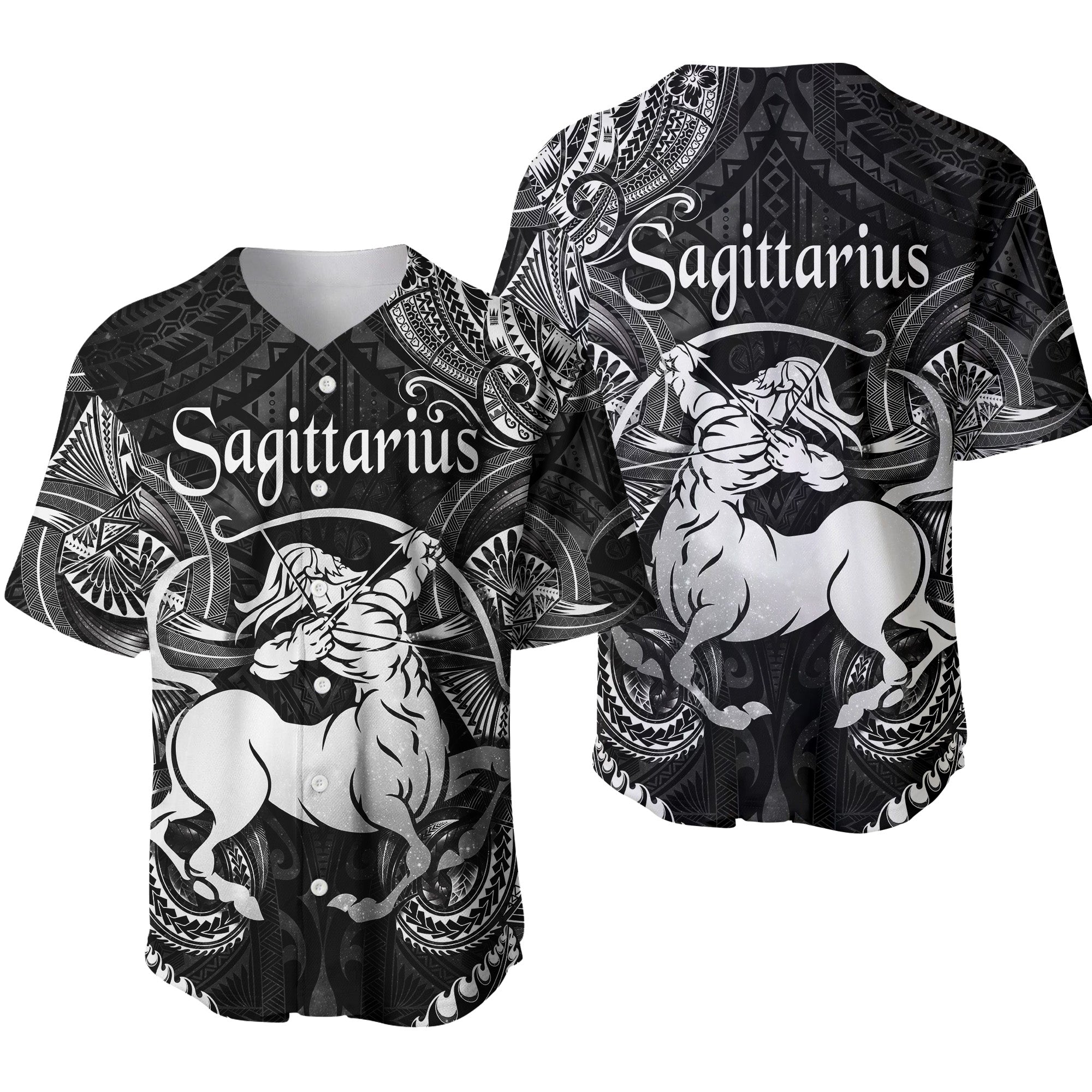 Sagittarius Zodiac Polynesian Baseball Jersey Unique Style - Black LT8 - Polynesian Pride