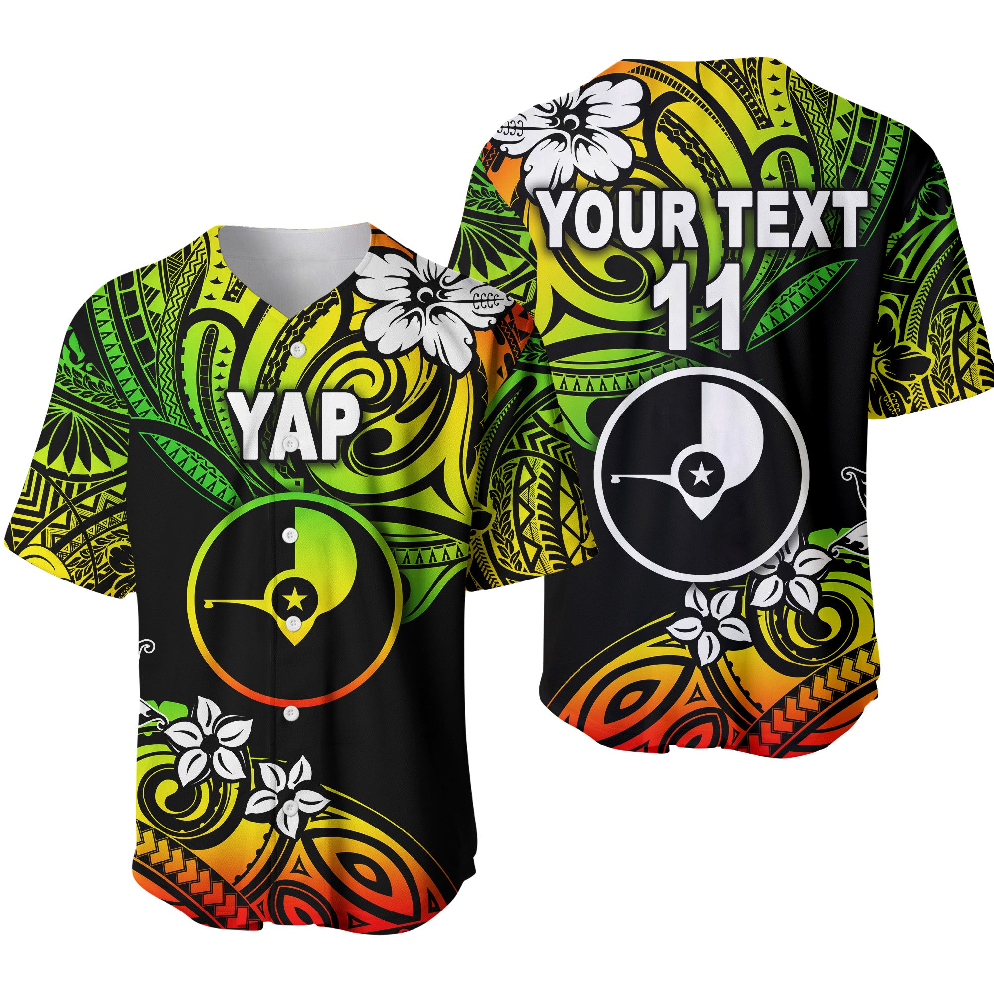 (Custom Personalised) FSM Yap Baseball Jersey Unique Vibes - Reggae LT8 Unisex Reggae - Polynesian Pride